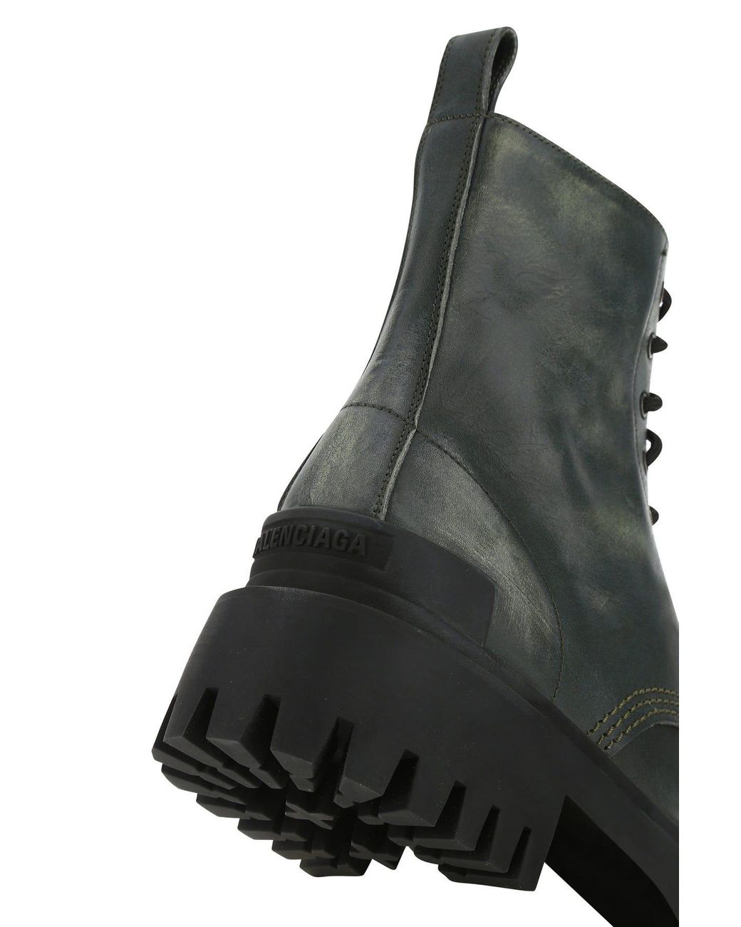 Balenciaga Military Leather Strike Ankle Boots in Green | Lyst
