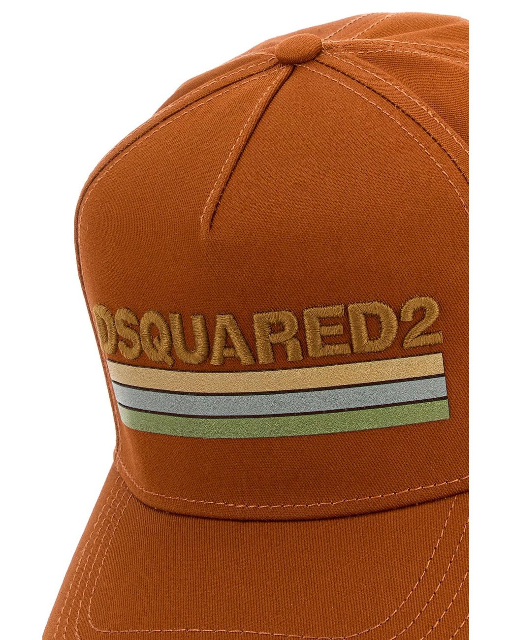 DSquared² Brown Orange Cotton Baseball Cap for men