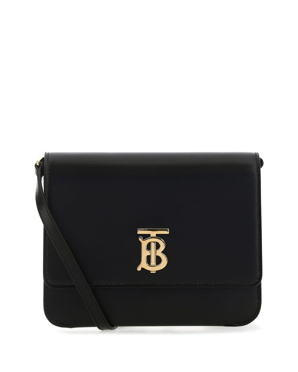 Burberry Black Leather Mini Tb Crossbody Bag Lyst