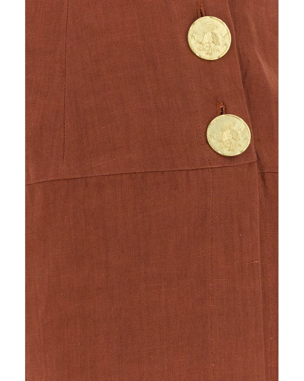 LeKasha Brown Brick Linen Haifal Skirt