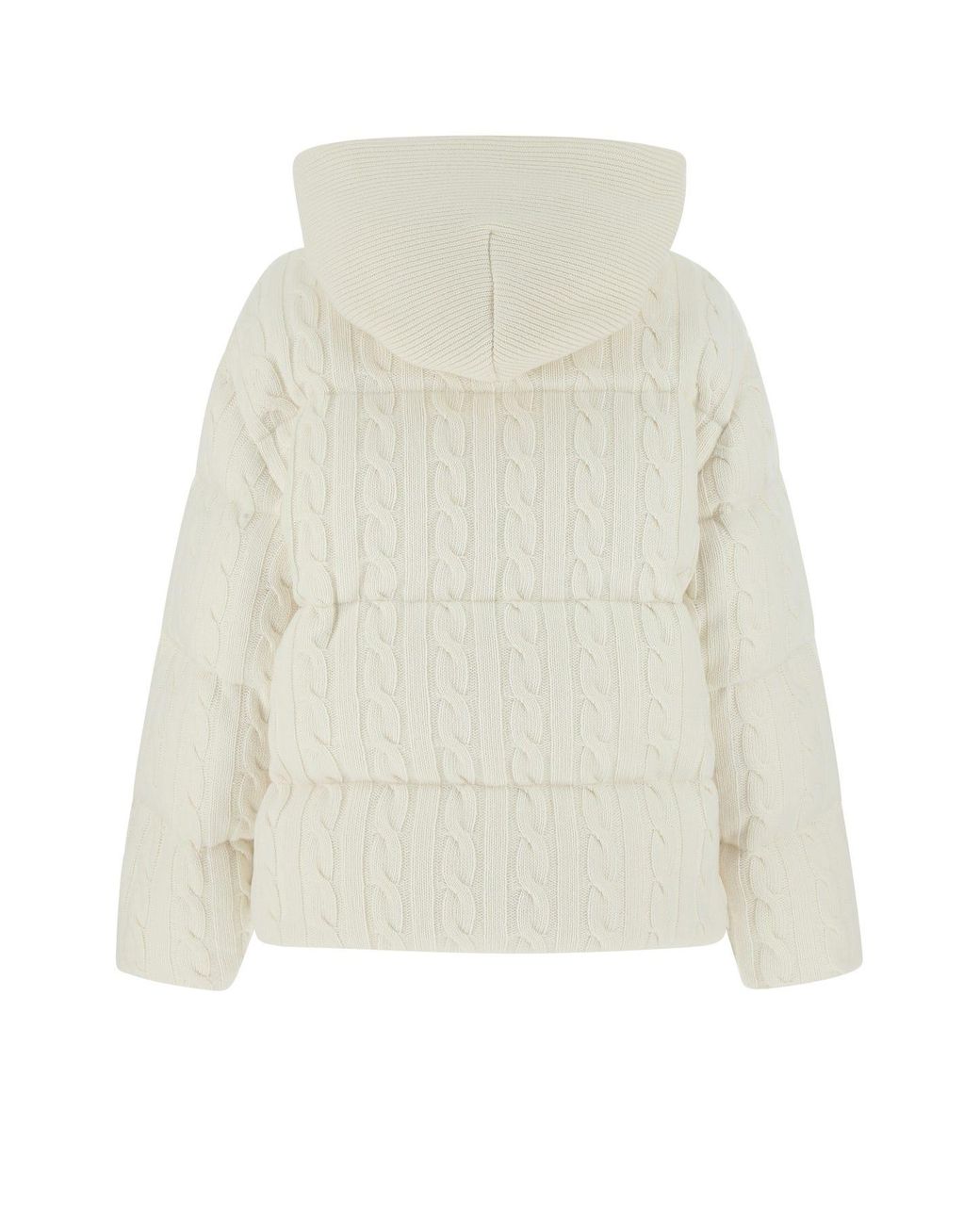 Miu Miu Logo Embroidered Hooded Puffer Jacket in White | Lyst UK