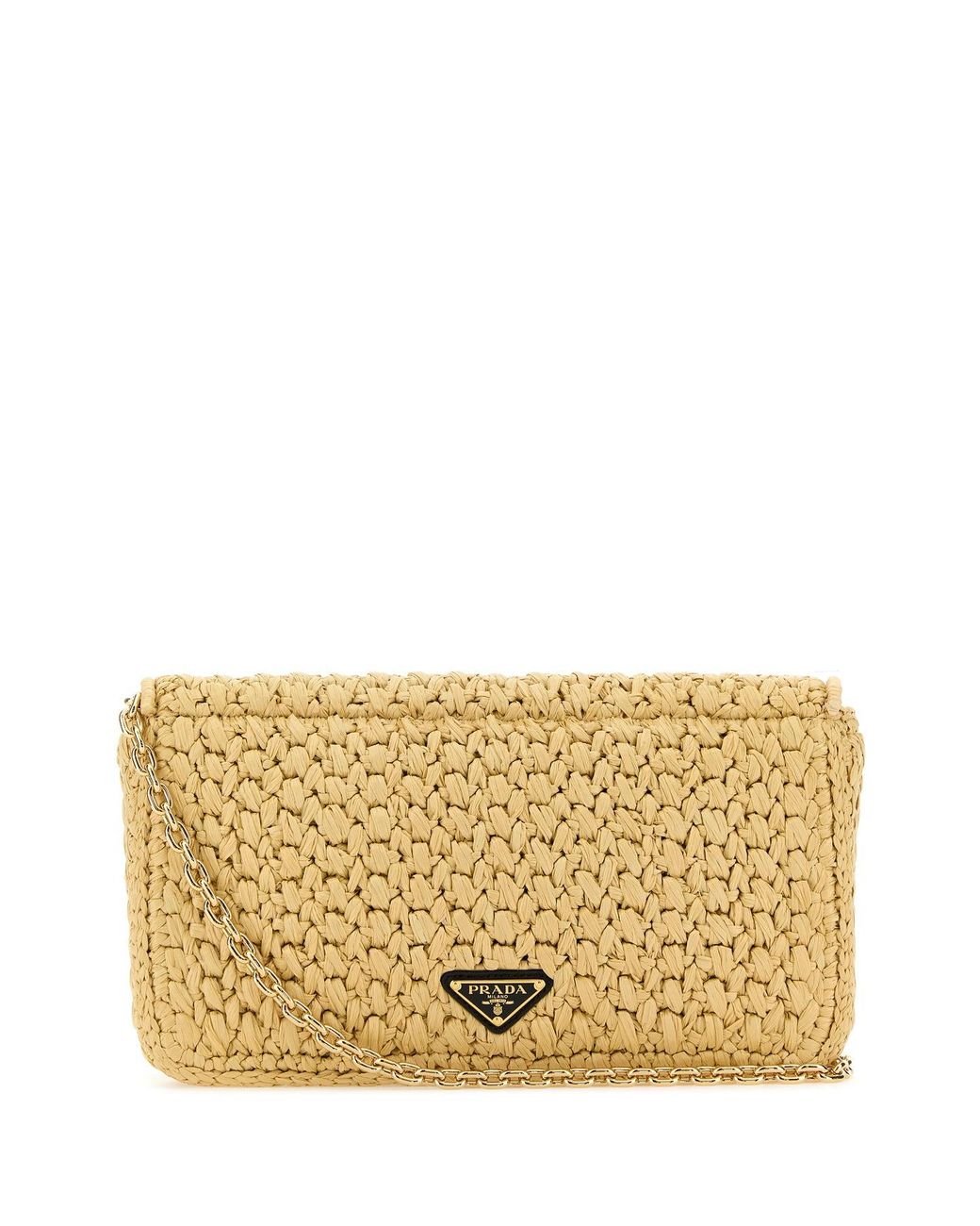 Borsa a tracolla in rafia di Prada in Metallic