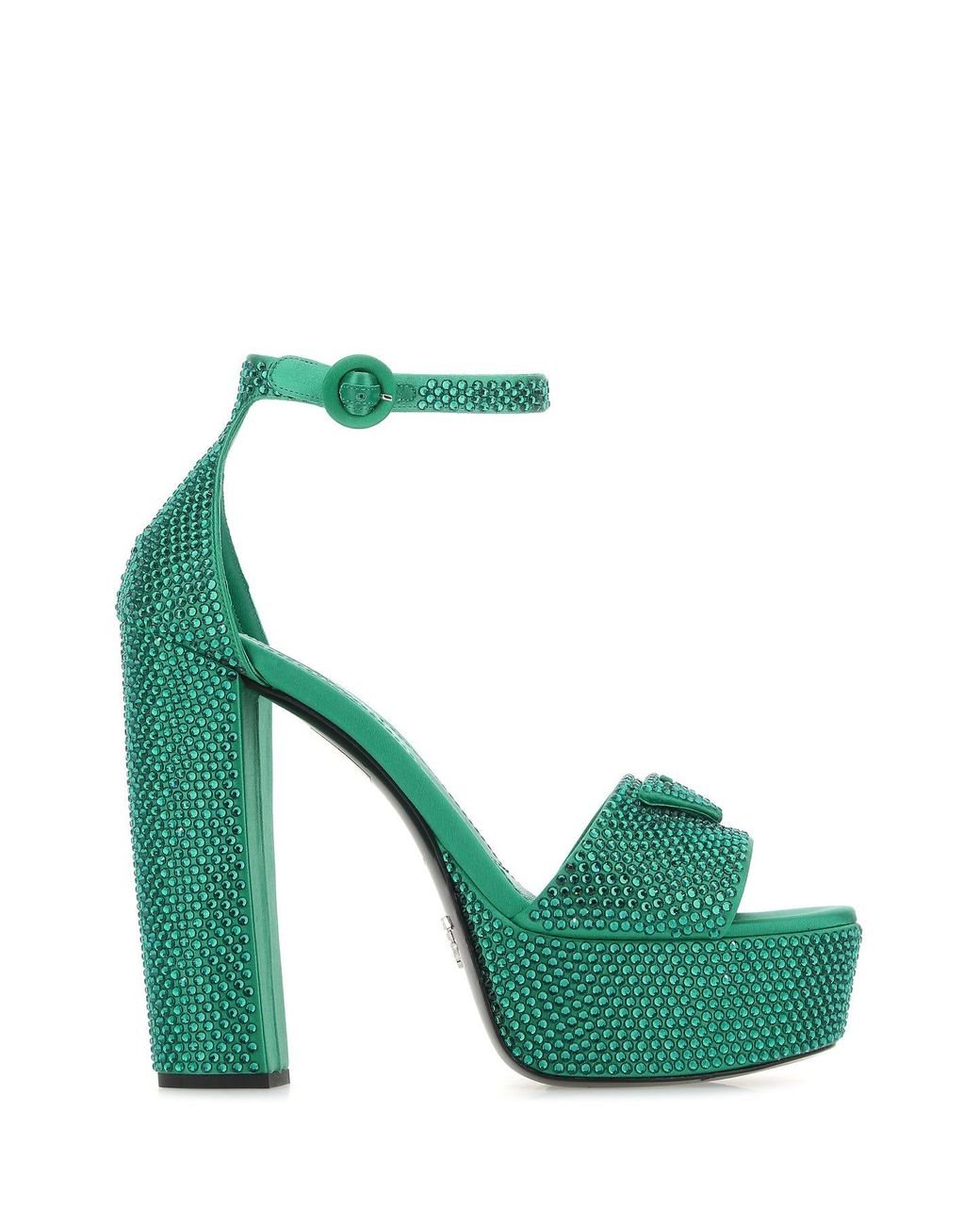 Prada Embellished Satin Sa in Green | Lyst