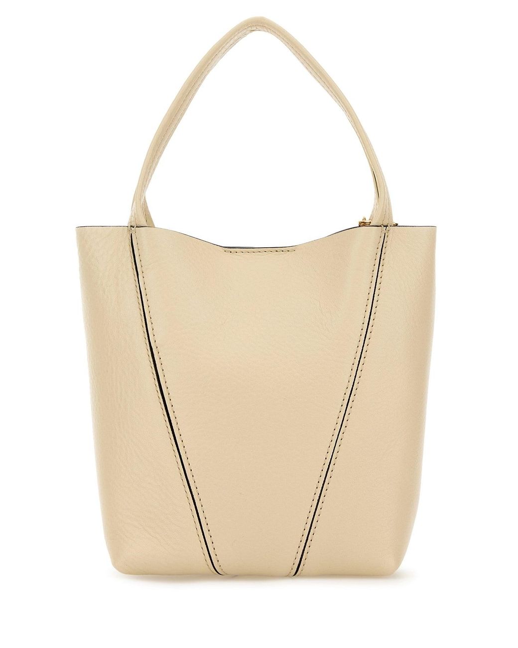 Chloé White Ivory Leather Small Spin Shopping Bag