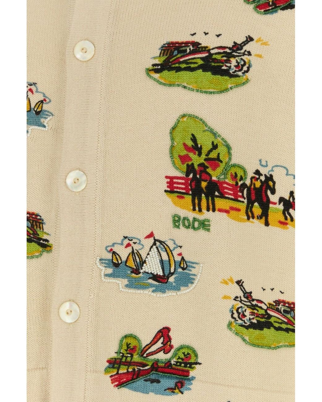 Bode Natural Embroidered Wool Blend Cardigan for men