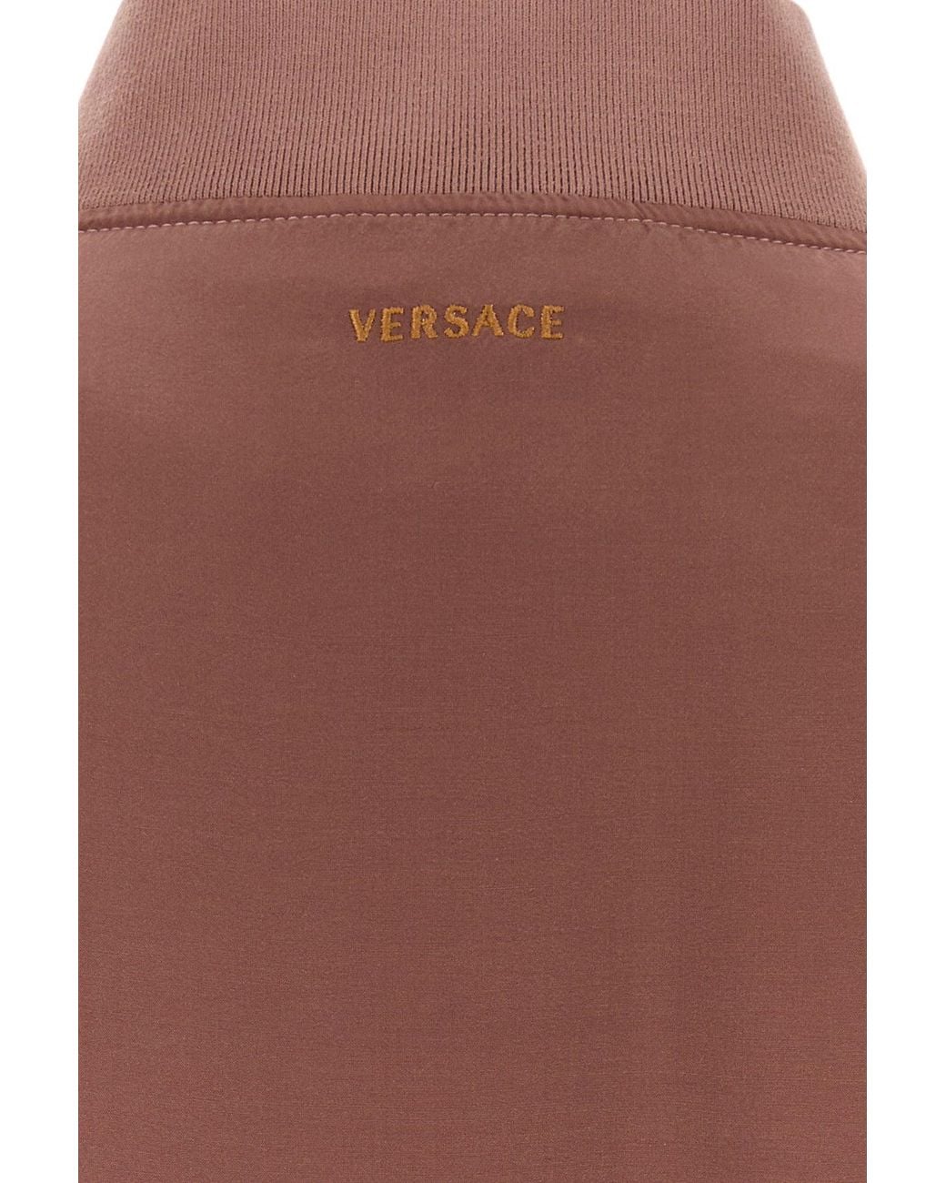 Versace Brown Antiqued Pink Silk Bomber Jacket for men