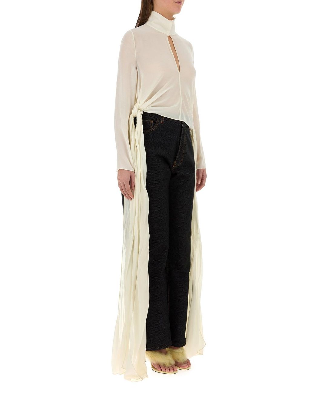 Alaïa White Cream Crepe Blouse