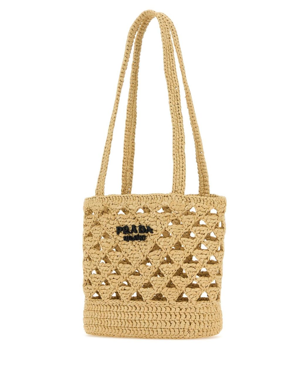 Borsa a mano in paglia di Prada in Metallic