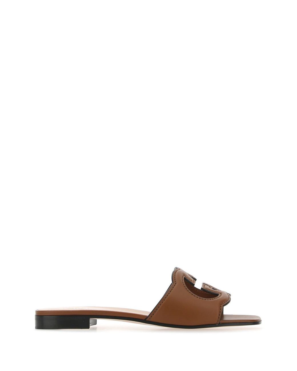Gucci Leather Slippers in Brown | Lyst