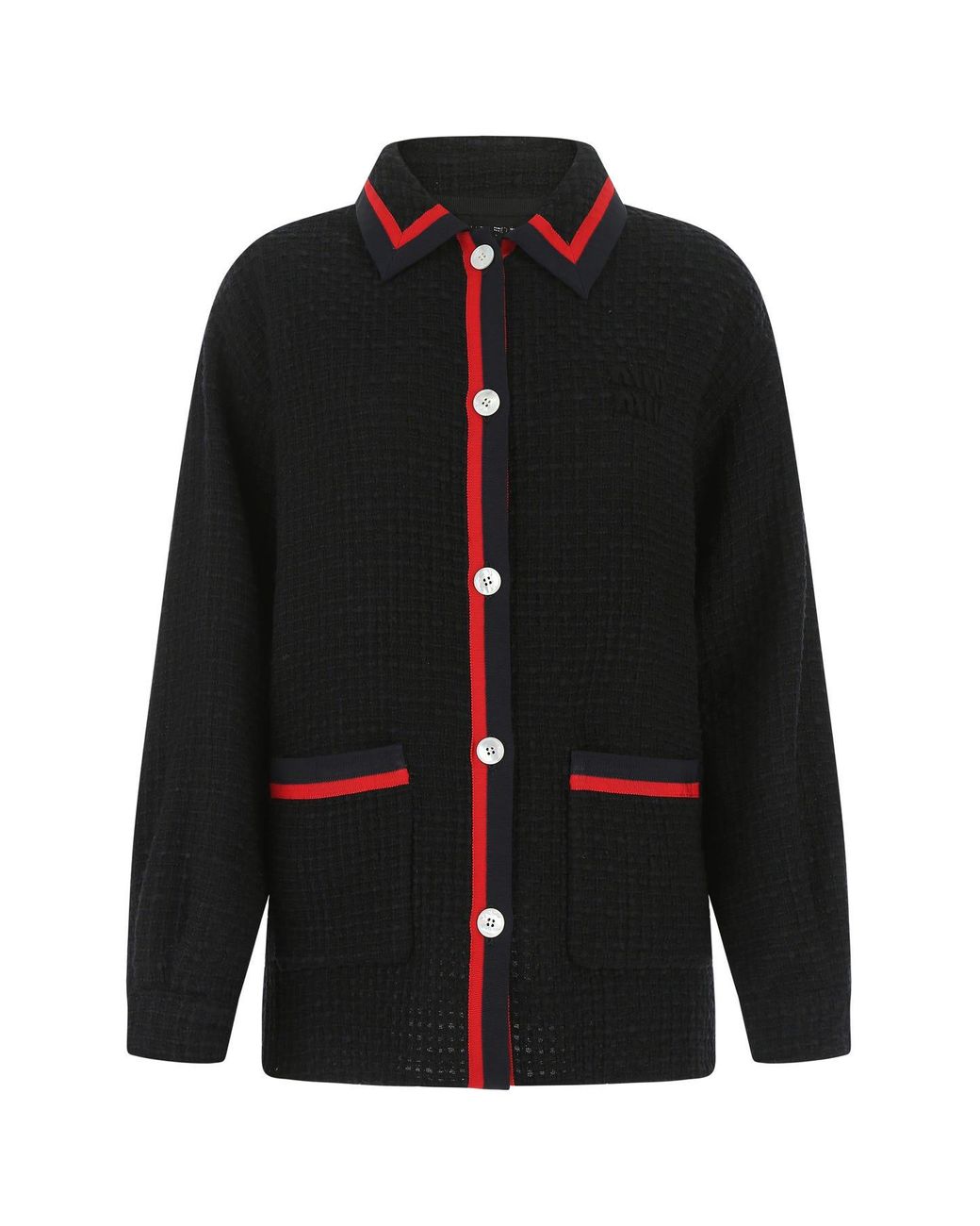 Miu Miu Tweed Oversize Blazer in Black | Lyst