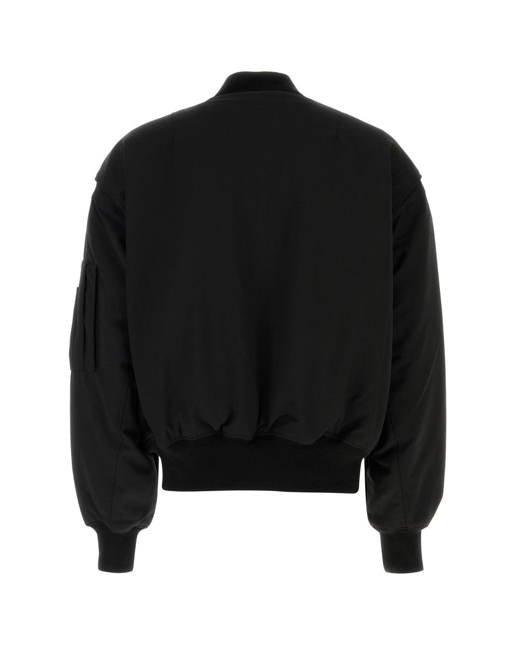 Entire studios Black Stretch Polyester Blend Bomber Jacket