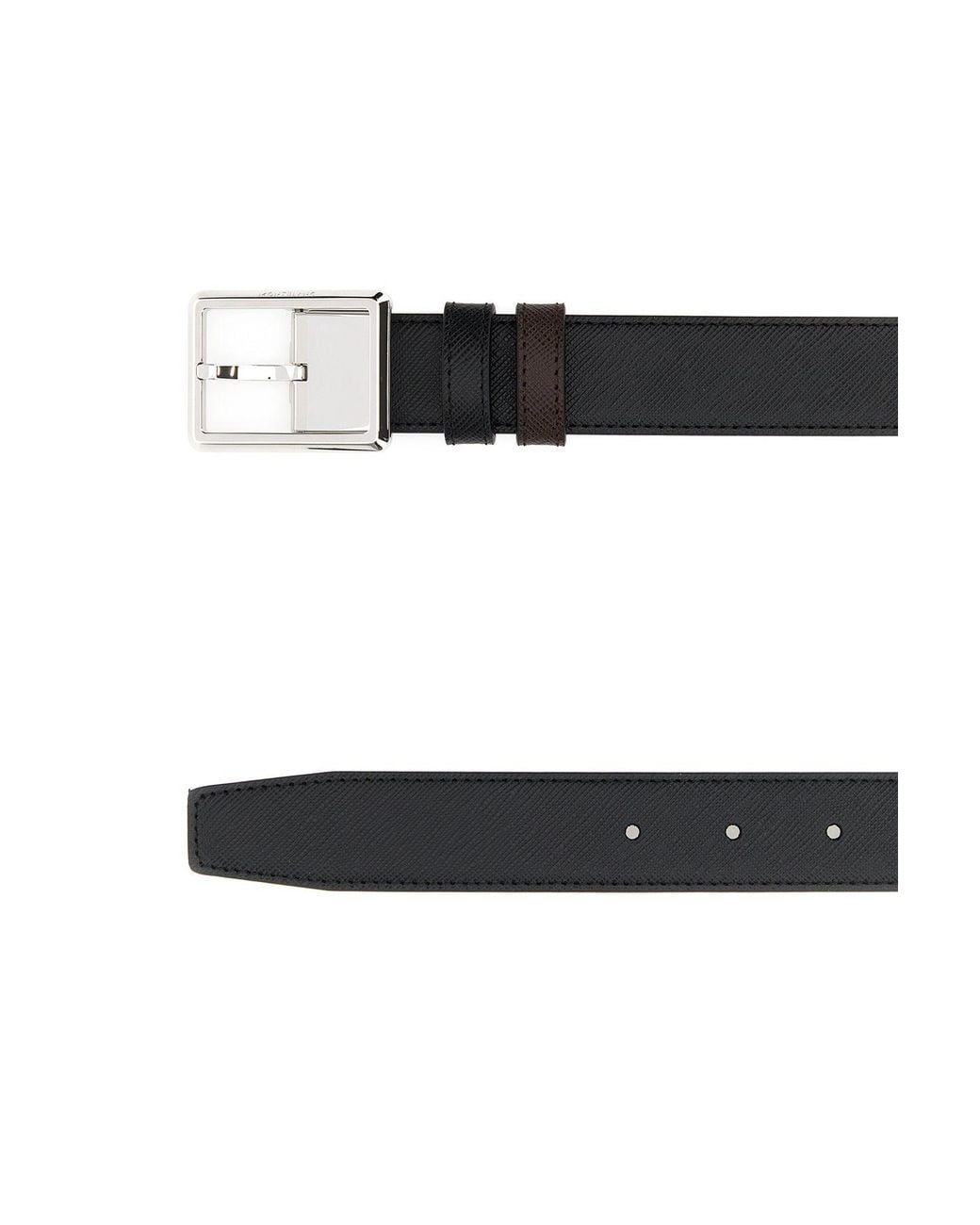Montblanc White Rectangular Formal/Ebony 30Mm Reversible Lea for men