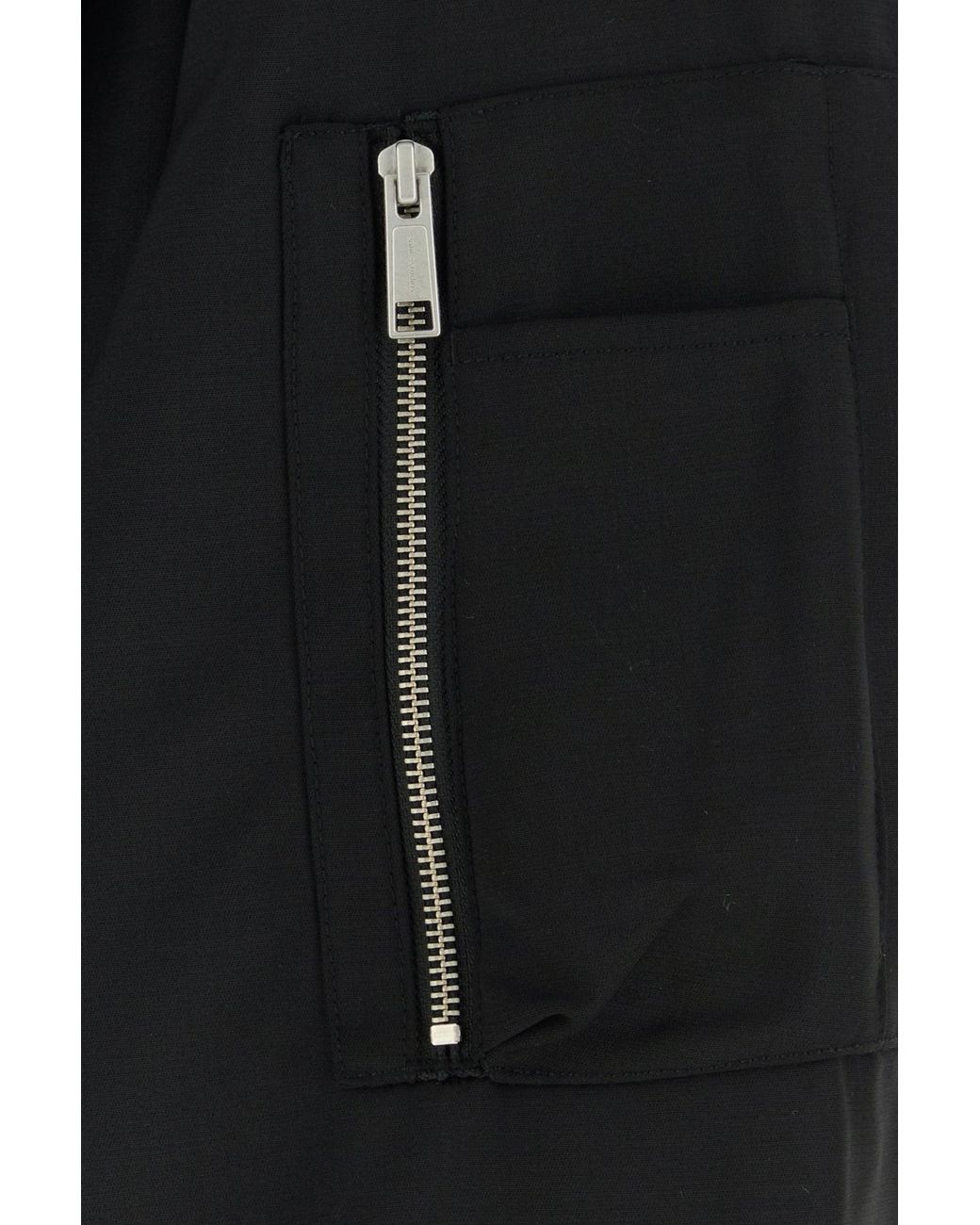 Entire studios Black Stretch Polyester Blend Bomber Jacket