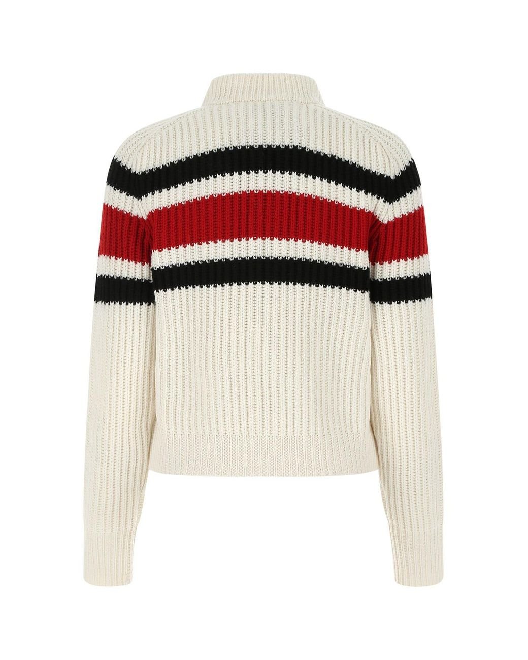 トップス prada wool silk white paint cardigan Prada Contrast Trim Cable-Knit Cardigan - Bergdorf Goodman