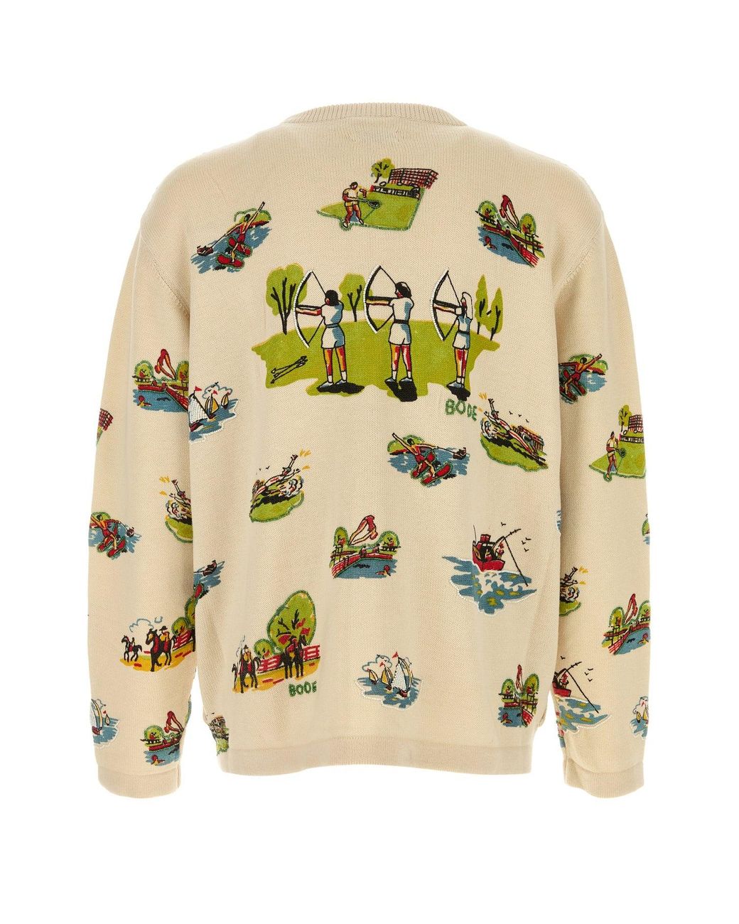 Bode Natural Embroidered Wool Blend Cardigan for men