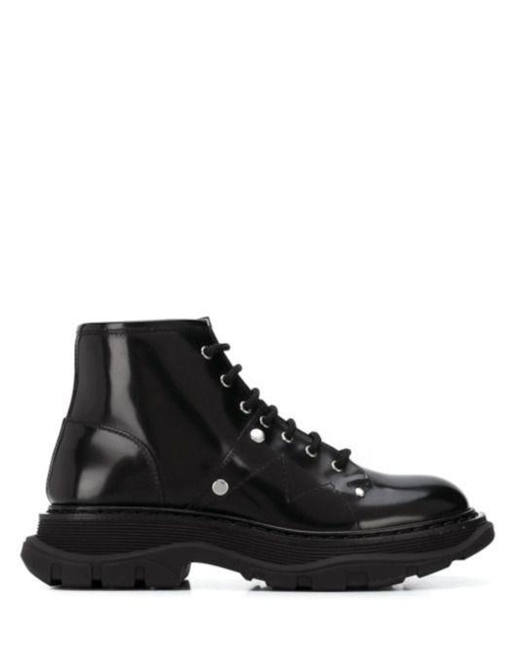 Alexander McQueen Rubber Tread Lace Up Boot in Black - Lyst