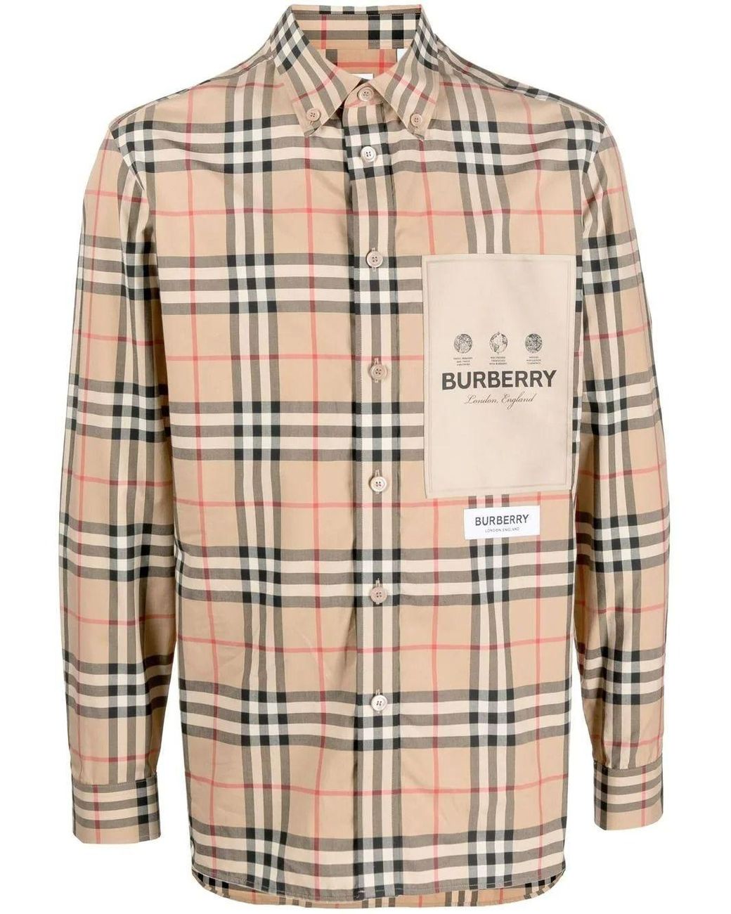 Burberry Logo-patch Shirt Cuthbert Natural for Men | Lyst