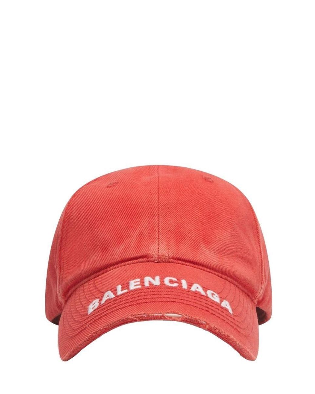Balenciaga Logo Embroidered Red Baseball Cap for Men | Lyst