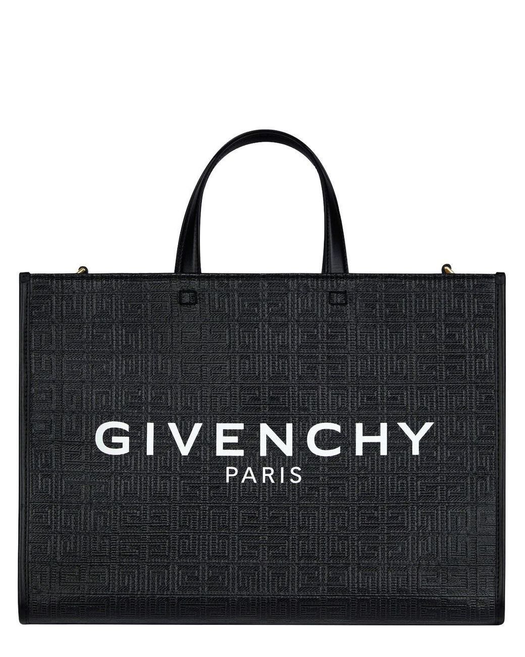 Givenchy Black Coated Canvas Hand Tote Bag With Embossed 4g Pattern | Lyst