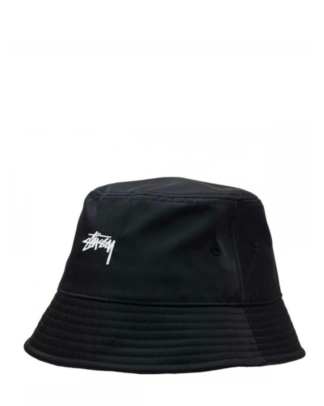 Stussy Logo Embroidery Black Bucket Hat for Men | Lyst