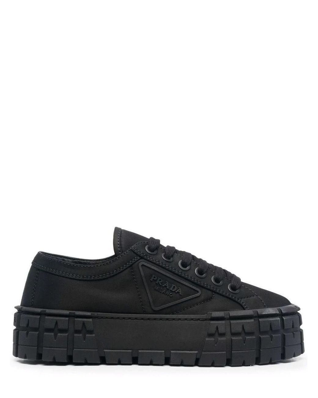 Prada Synthetic Black Double Wheel Nylon Gabardine Sneakers - Lyst