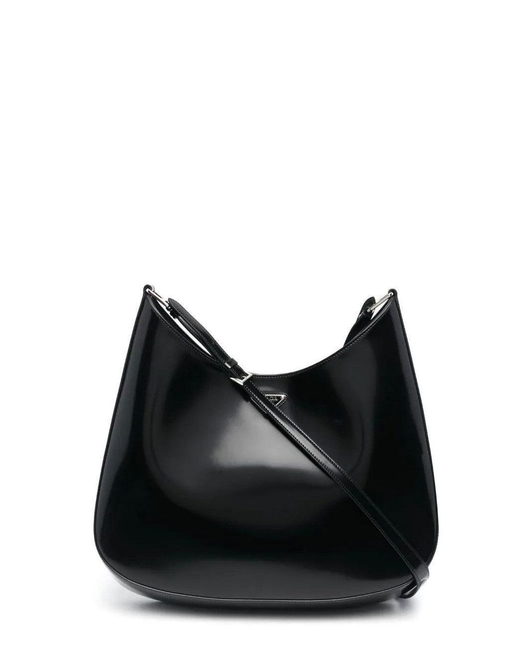 Prada Large Cleo Black Brushed Leather Shoulder Bag Lyst