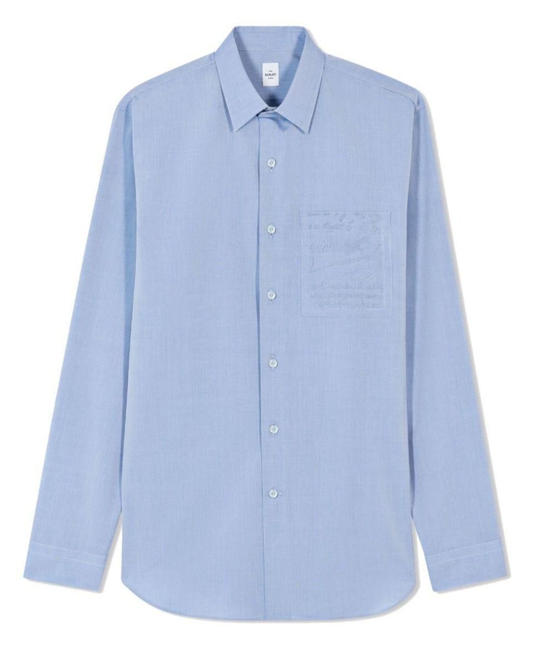 Berluti Embroidered Pocket Light Blue Shirt for Men | Lyst