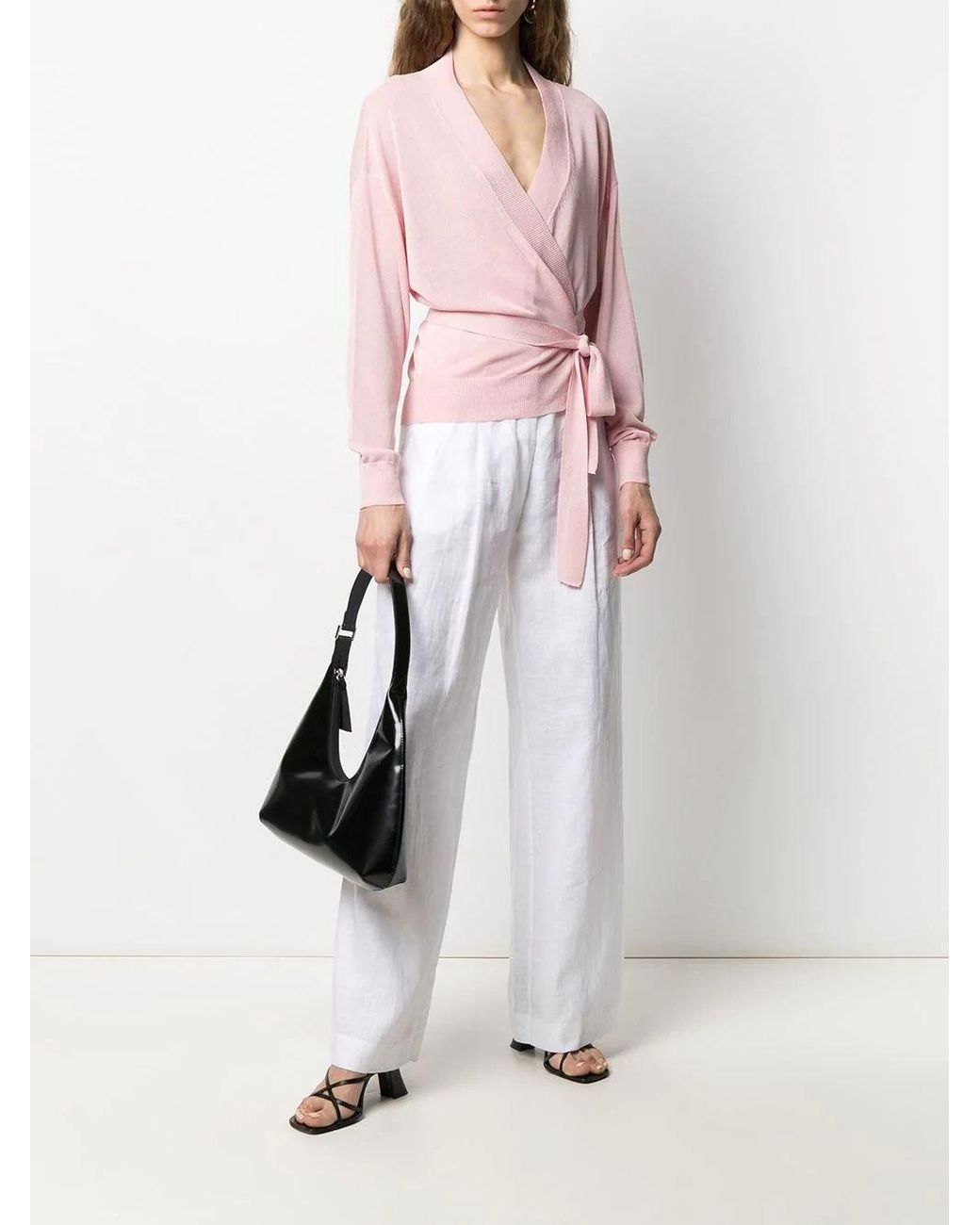 FEDERICA TOSI Tie-waist Wrap Cardigan in Pink | Lyst