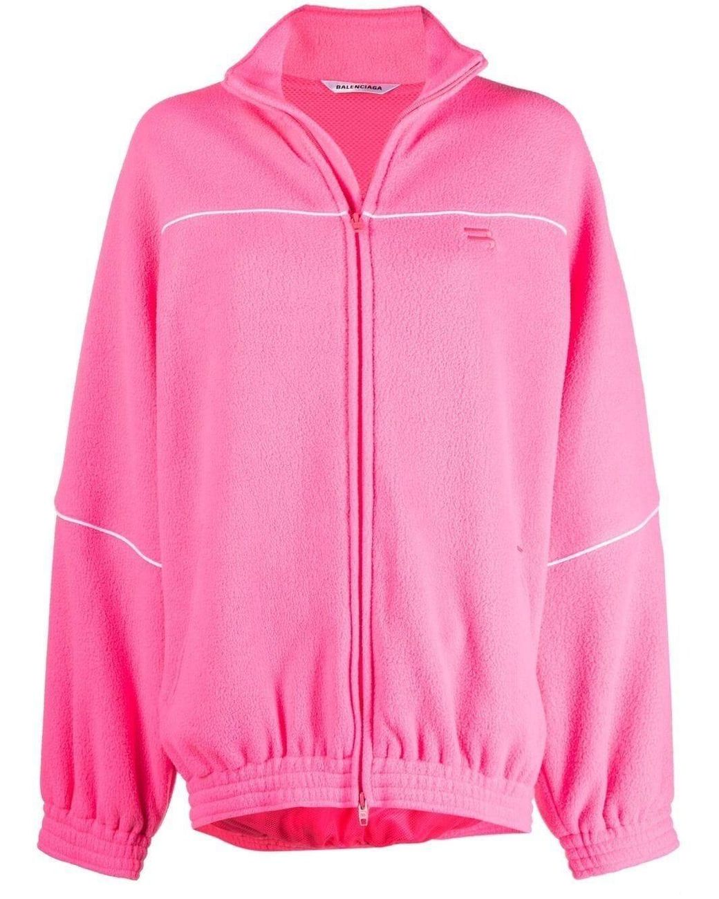 Balenciaga Tracksuit Jacket In Neon Pink Double Brushed Fleece - Lyst