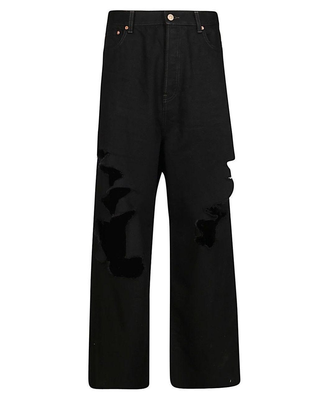 Balenciaga Destroyed Large Baggy Pants In Black Japanese Denim for Men ...