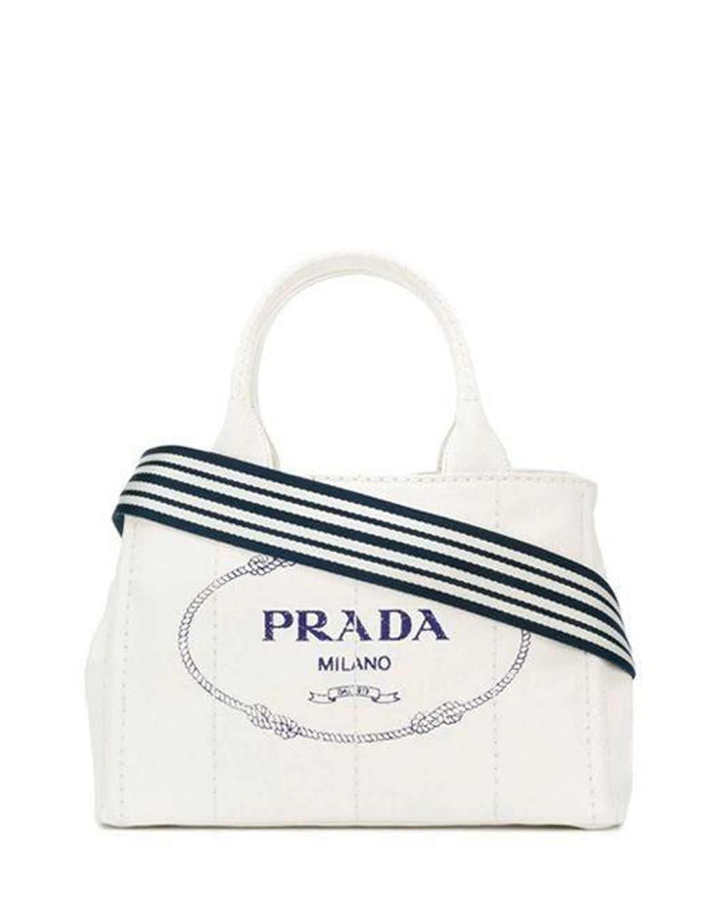 Prada White Small Cotton Canvas Tote Bag | Lyst