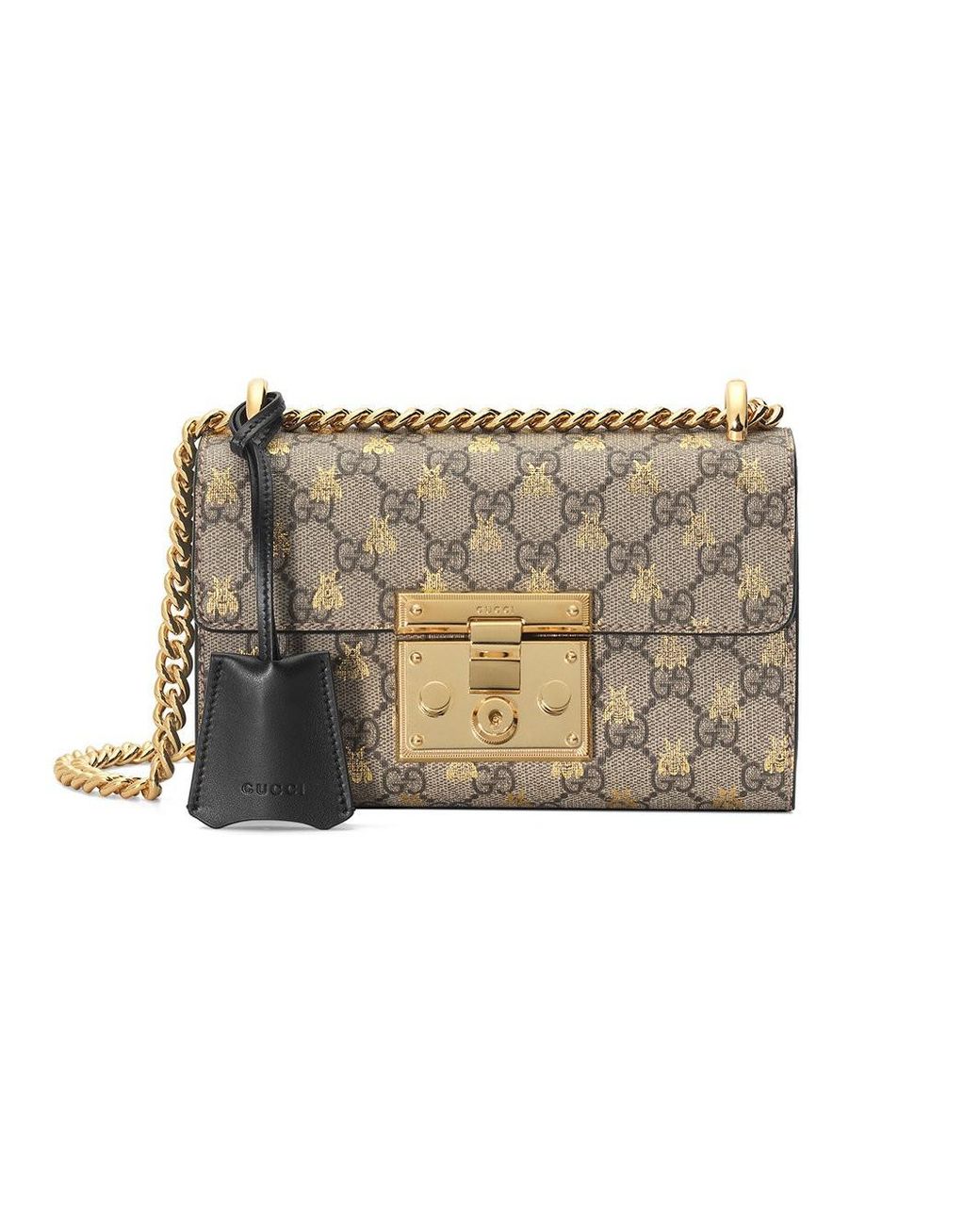 Gucci Padlock Small GG Bees Shoulder Bag in Natural Lyst UK