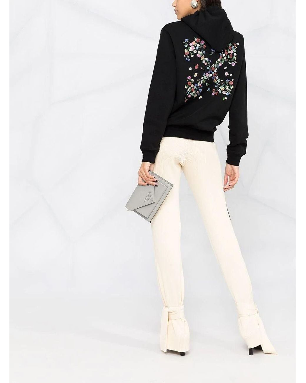 pink floral off white hoodie