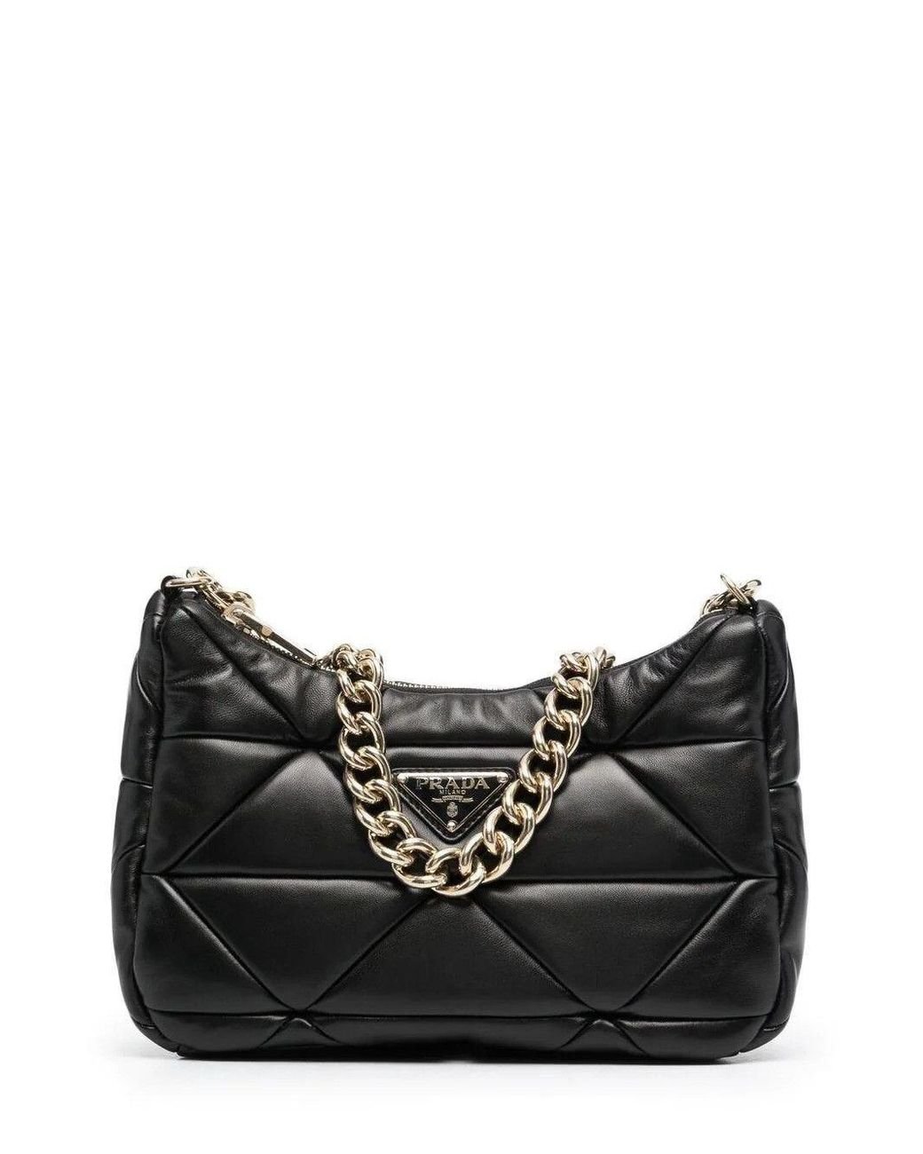 Prada System Black Nappa Leather Patchwork Shoulder Bag Lyst