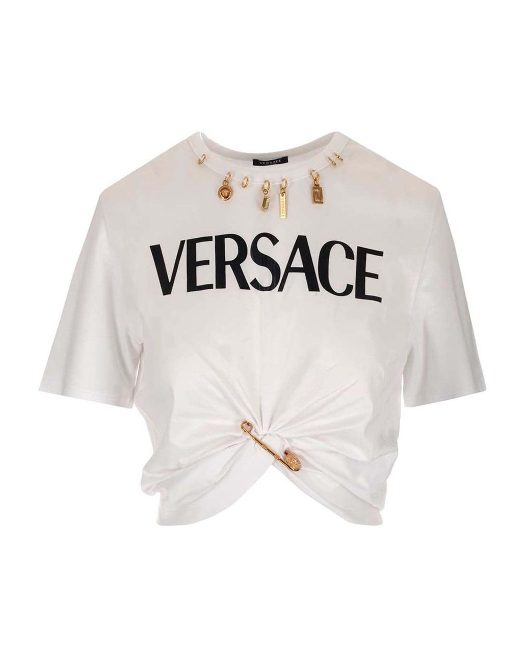 lindring snorkel øverst Versace Safety Pin Logo T-shirt in White | Lyst