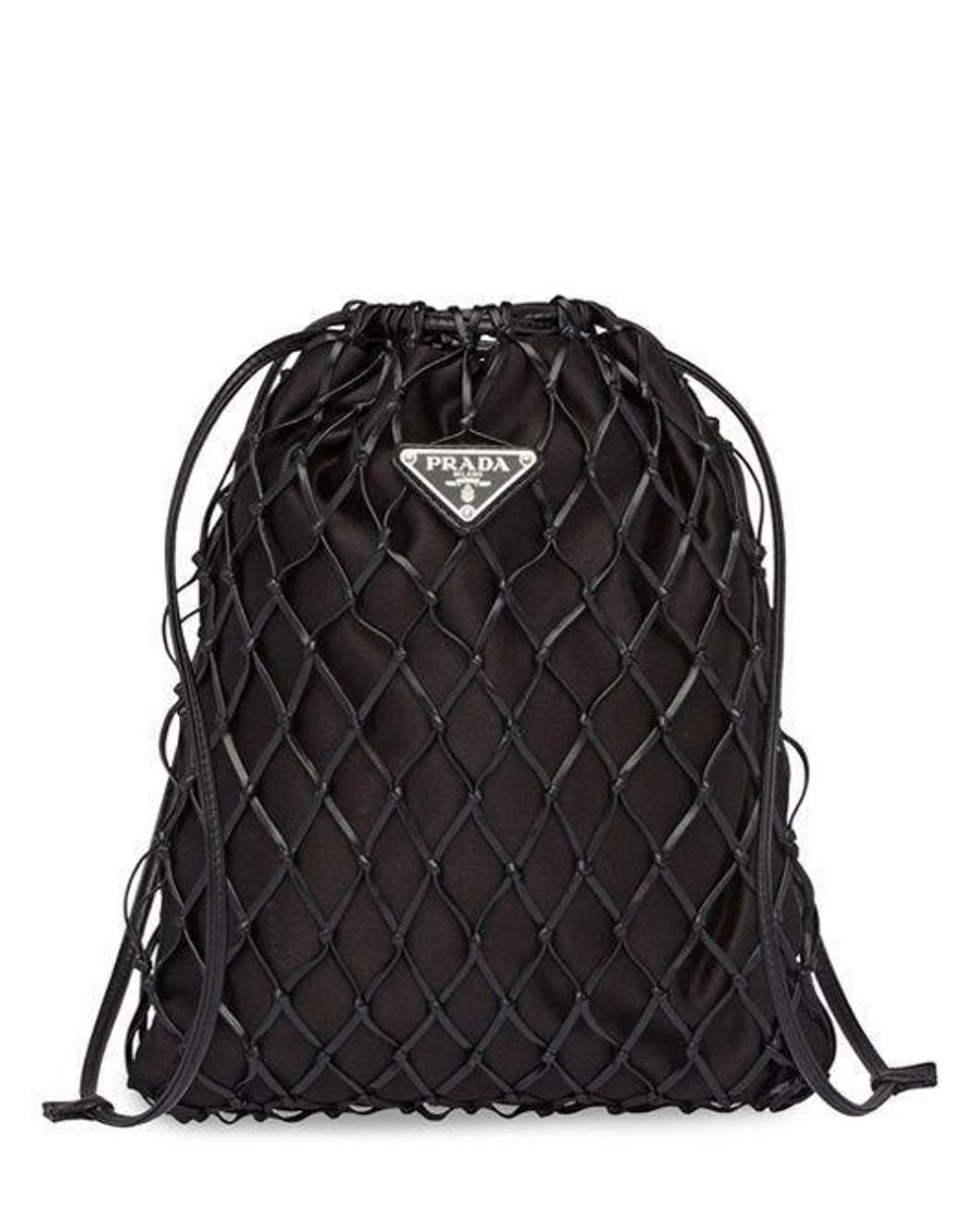 Prada Satin Fabric Mesh Bag in Black Lyst
