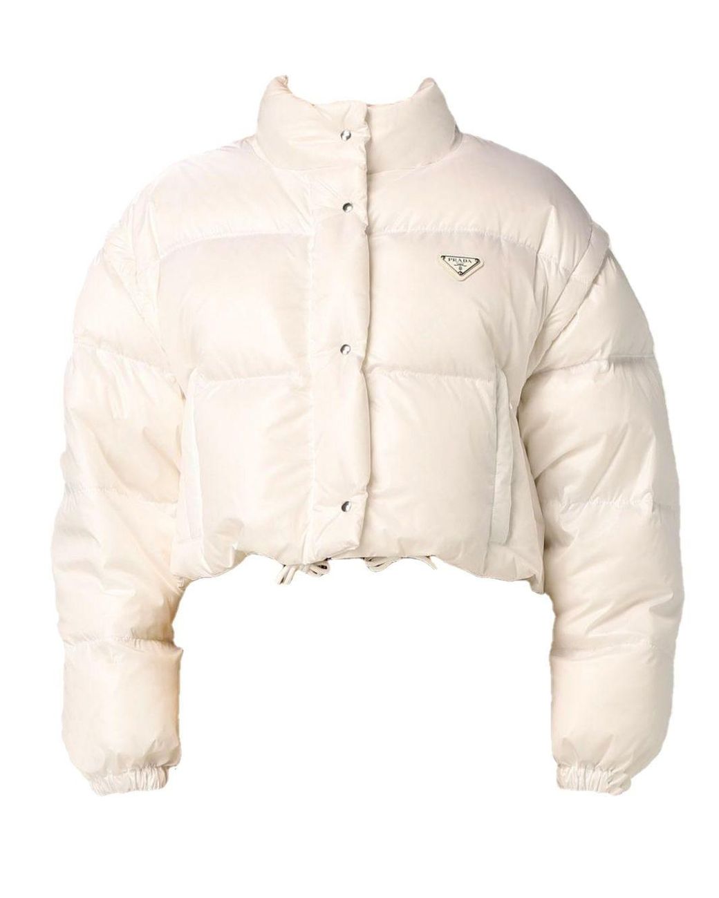 Prada Cropped Down Jacket In White Nylon | Lyst