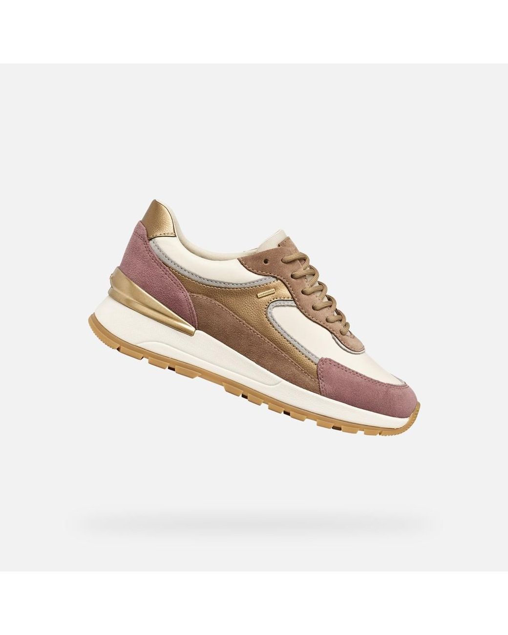 Geox Brown Desya B Abx Metallic Accents Leather Suede Sneakers