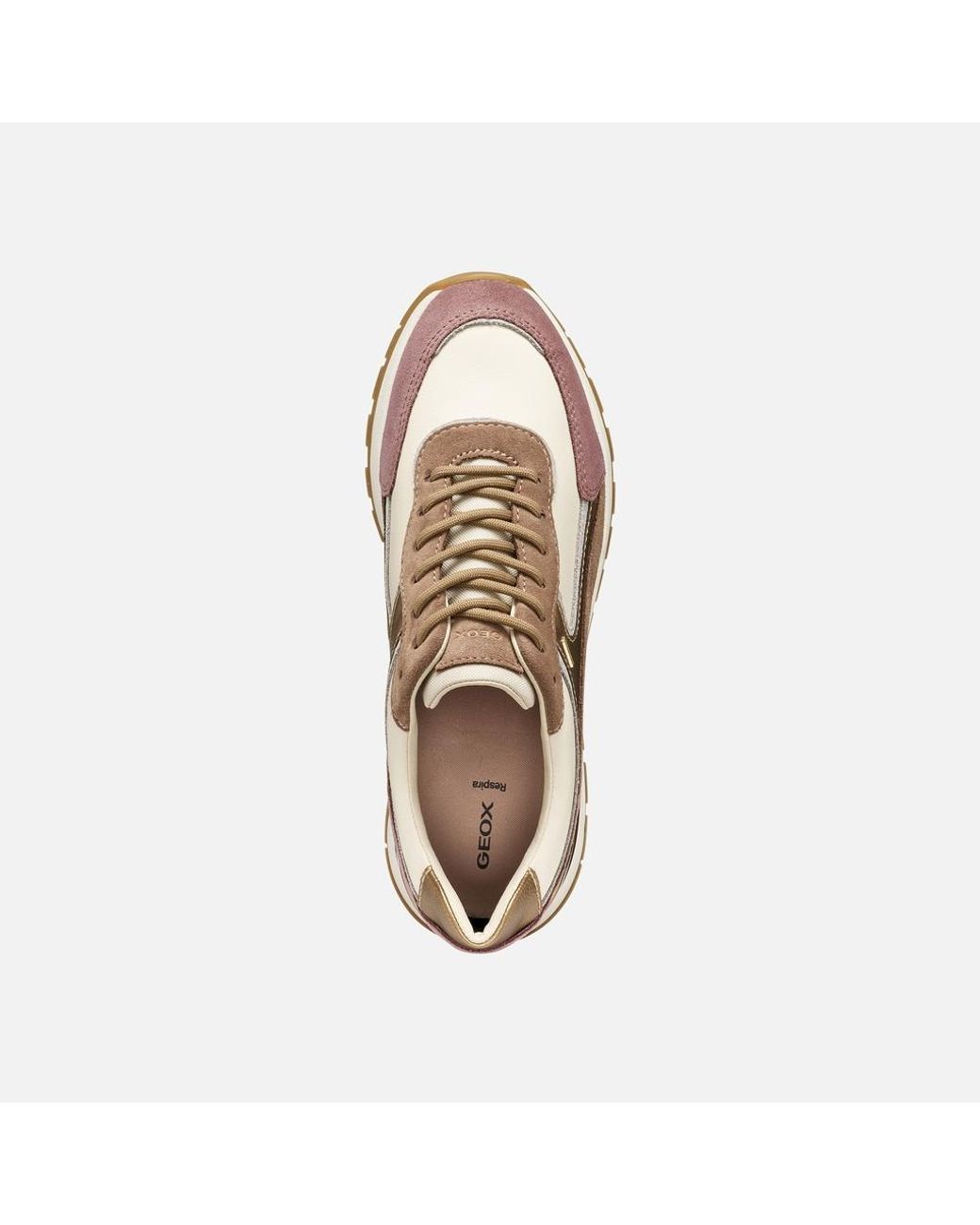 Geox Brown Desya B Abx Metallic Accents Leather Suede Sneakers
