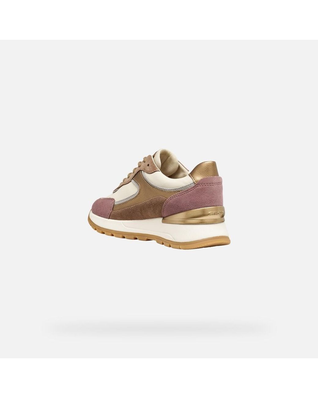 Geox Brown Desya B Abx Metallic Accents Leather Suede Sneakers
