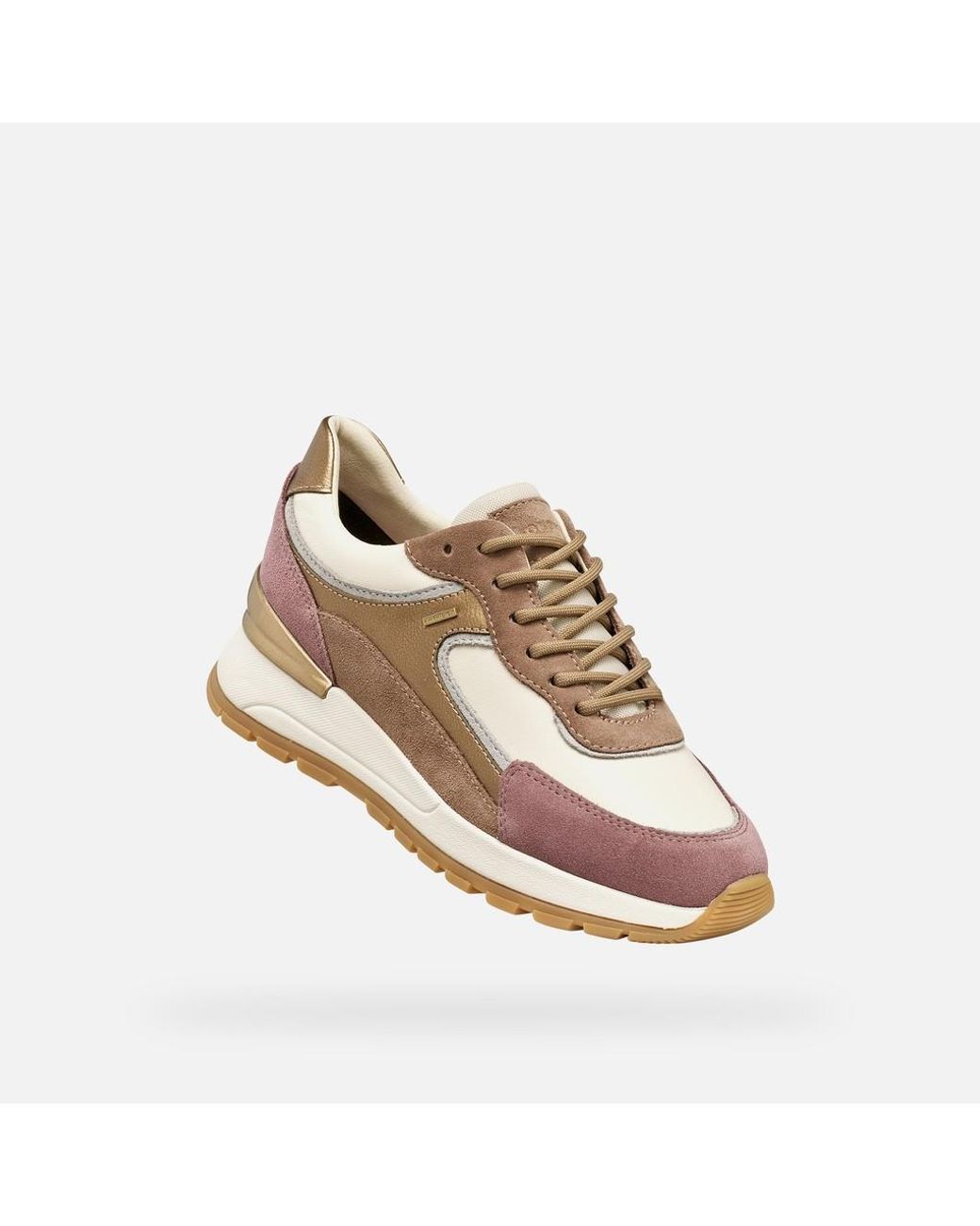 Geox Brown Desya B Abx Metallic Accents Leather Suede Sneakers