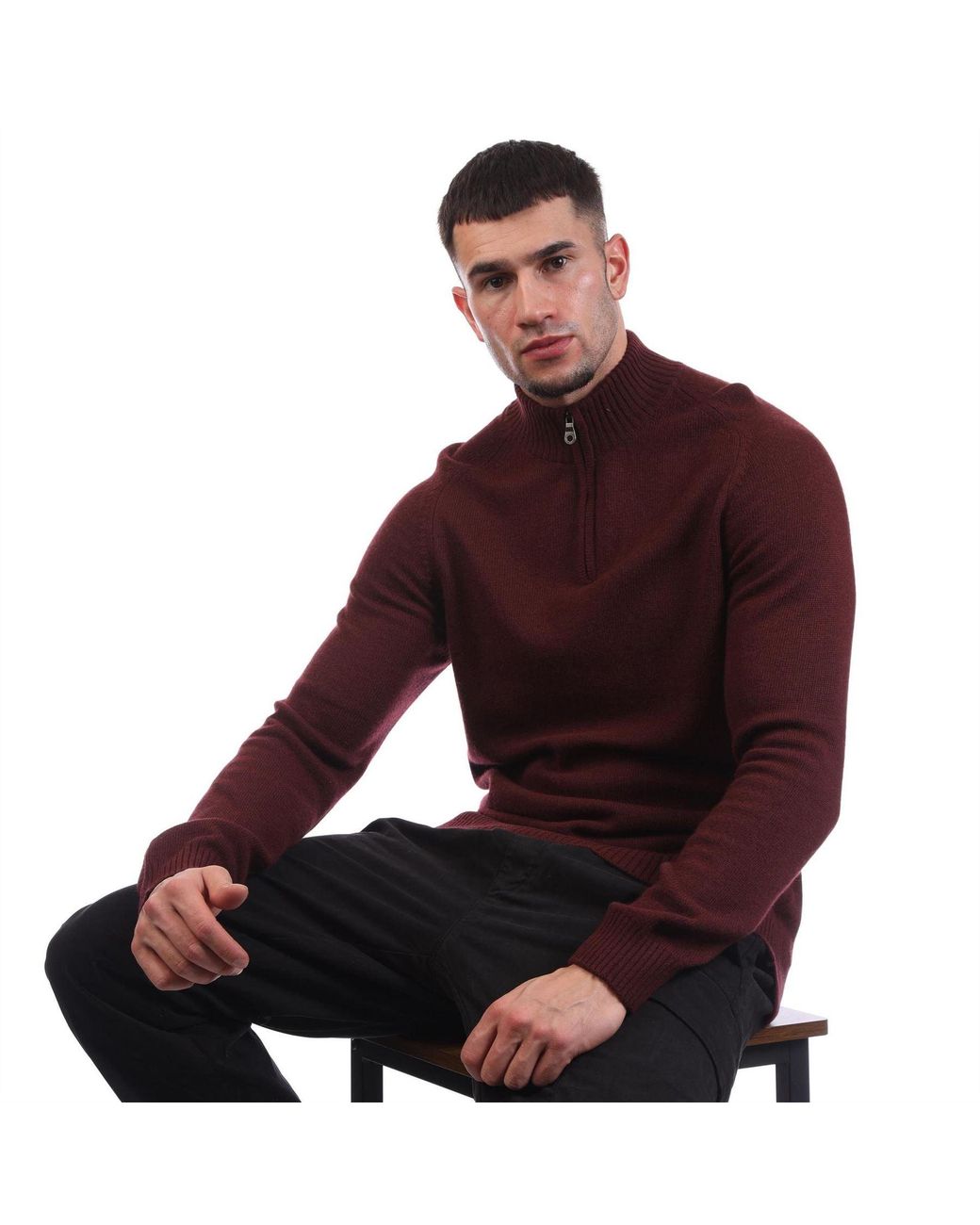 Lyle & Scott Red Sleeve Quarter Zip Jumper for men