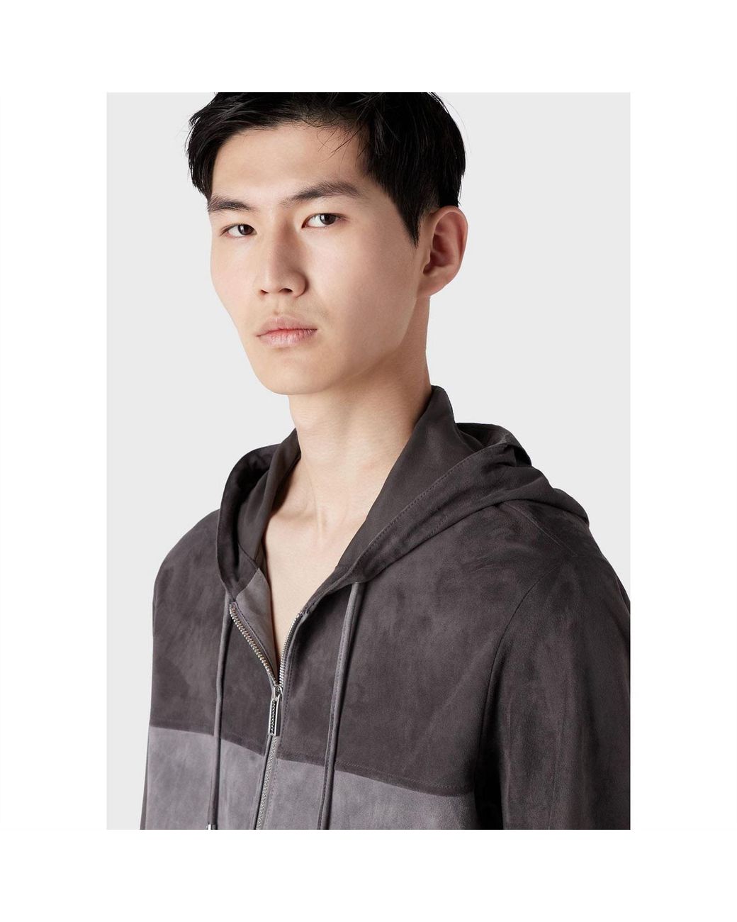 EA7 Gray Colourblock Hooded Jacket for men