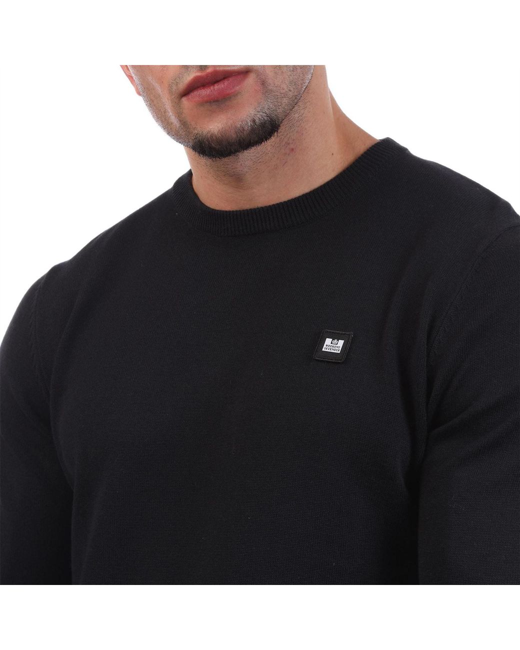 Weekend Offender Black Argentina Cotton Crew Knit for men