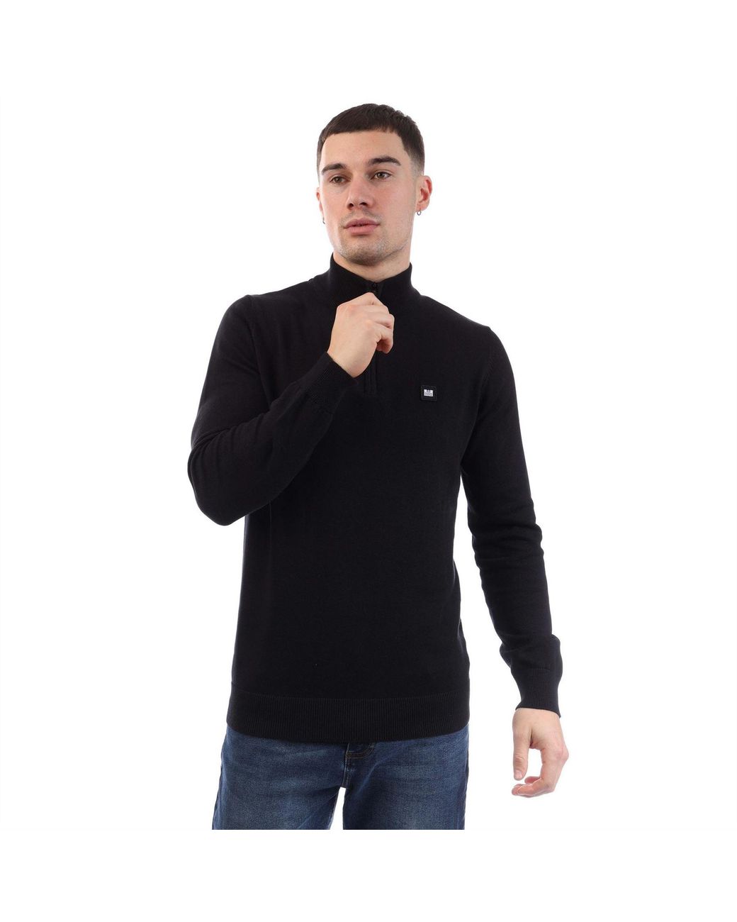 Weekend Offender Black Paraguay Quarter Zip Knit for men