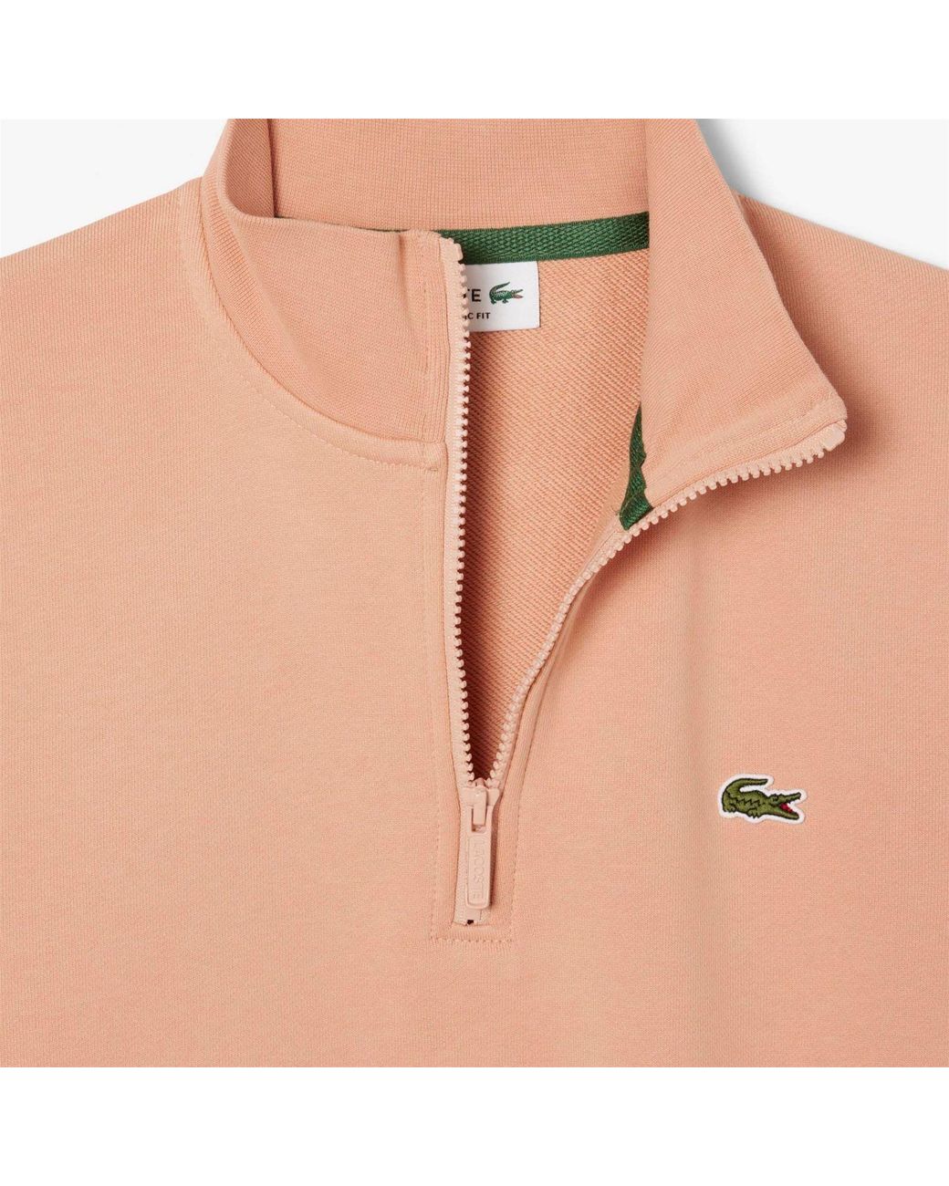 Lacoste Pink High Neck Zipped Fleece Sweatshirt for men