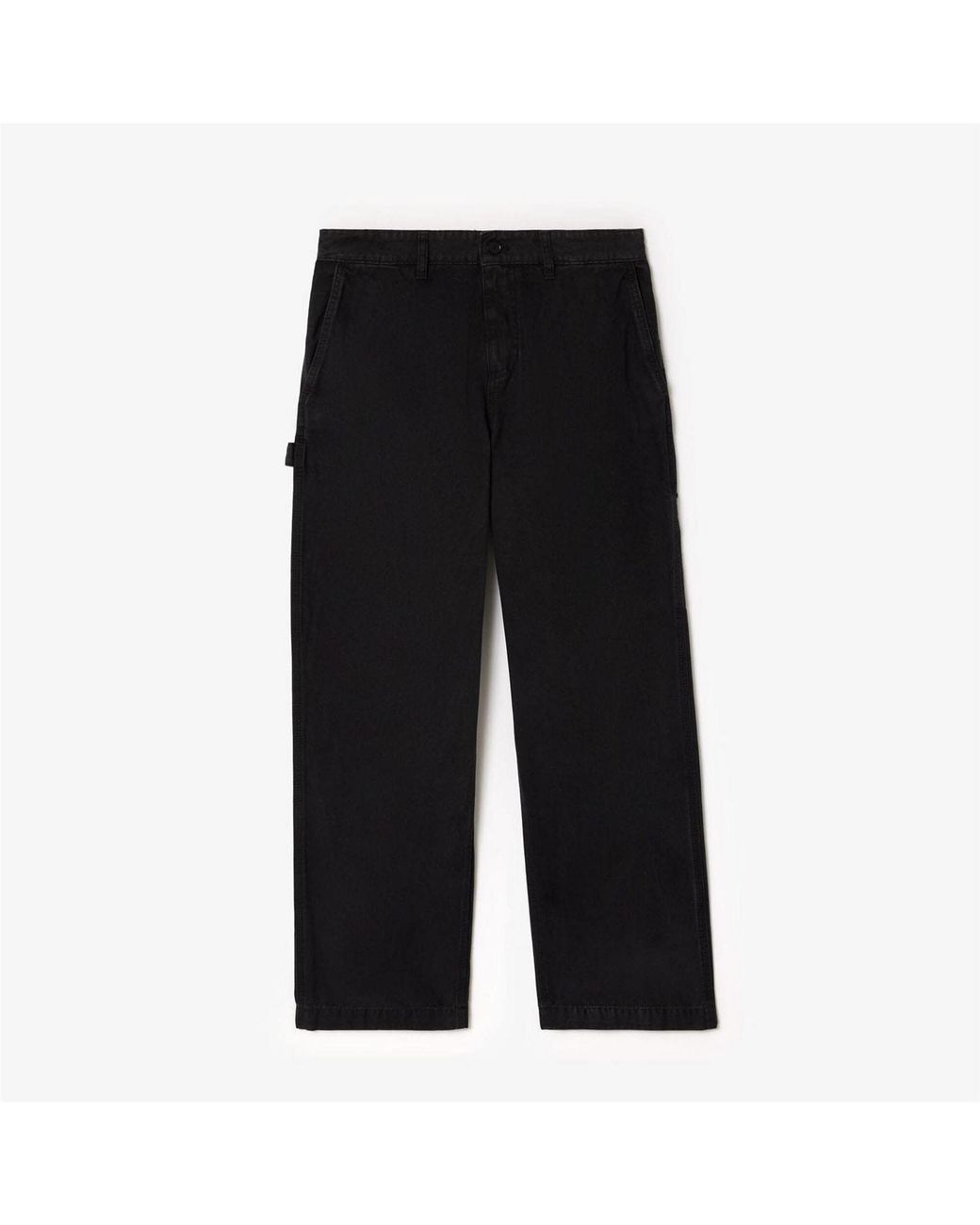 Lacoste Black Fit Cotton Canvas Carpenter Pants for men