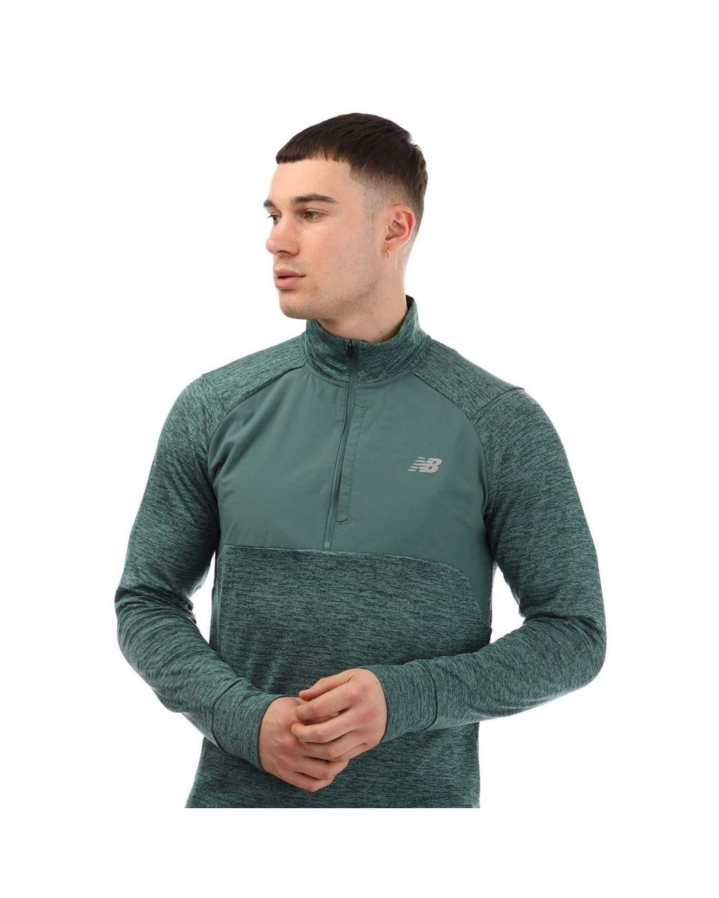 New Balance Green Heat Grid Half Zip Top for men
