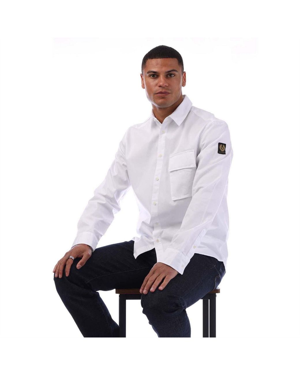 Belstaff Purple Dye Cotton Scale Shirt for men