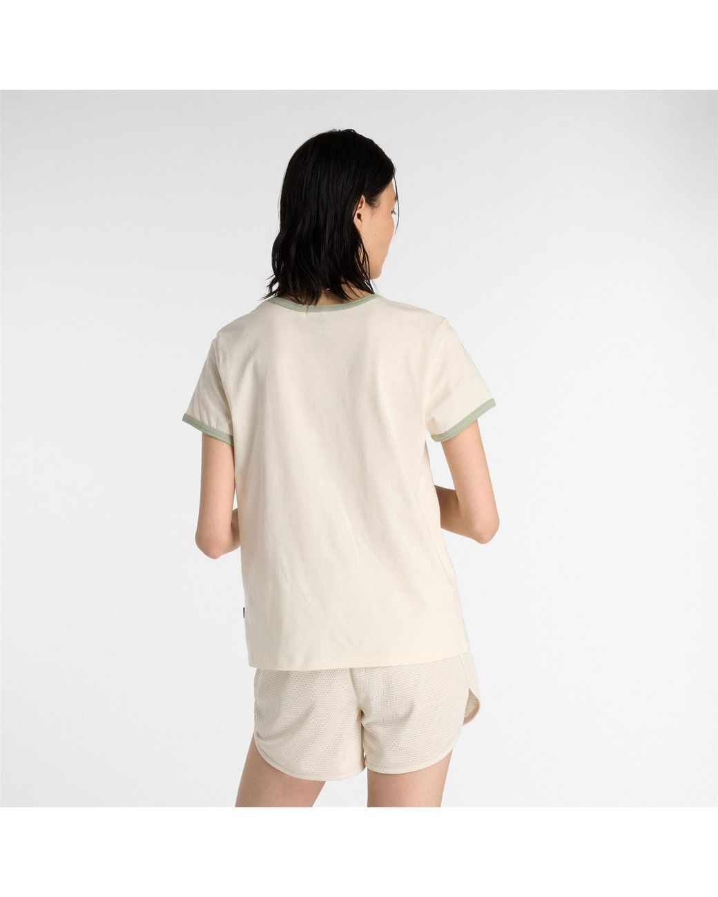 New Balance White Text Graphic Crew Neck Short Sleeve Ringer T-Shirt 8 (Xs)